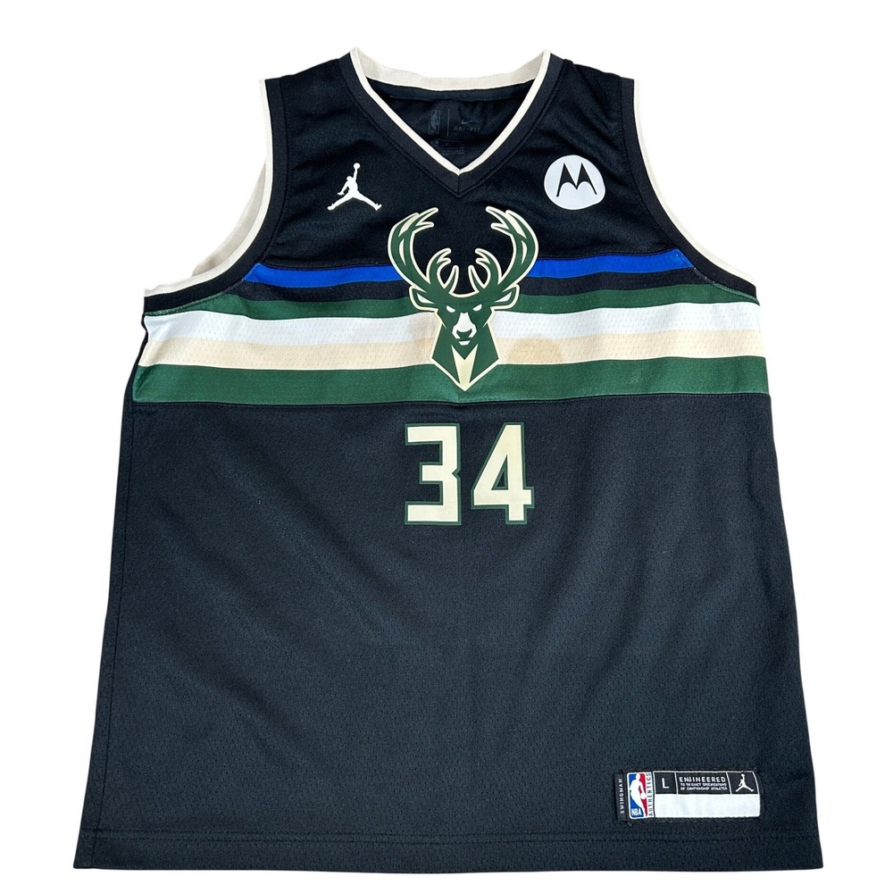 Nike Jordan Milwaukee Bucks Giannis Antetokounmpo 34 Swingman Jersey Mens Large - Picture 1 of 8